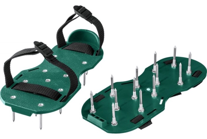 Аэратор ножной GRINDA GA-26 для газона со стальными шипами, 26 шипов, 50 мм [422111]