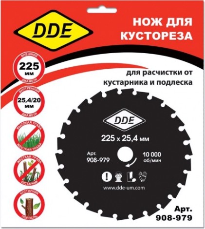 Диск кустореза DDE WOOD CUT (225x25,4/20 мм; 26 зубьев) [908-979]