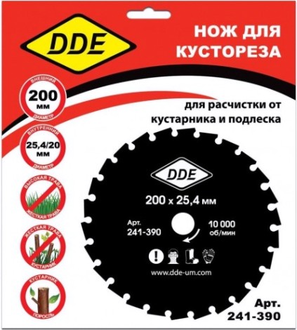 Диск кустореза DDE WOOD CUT твердосплавный (200х25,4/20 мм; 40 зубьев) [241-406]