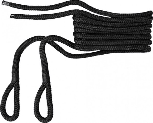 Фал (шкерт) для кранца с огоном SKIPPER плетеный, 8мм*1,83м, нейлон (2шт) черный [SK-TFNBR8183B]