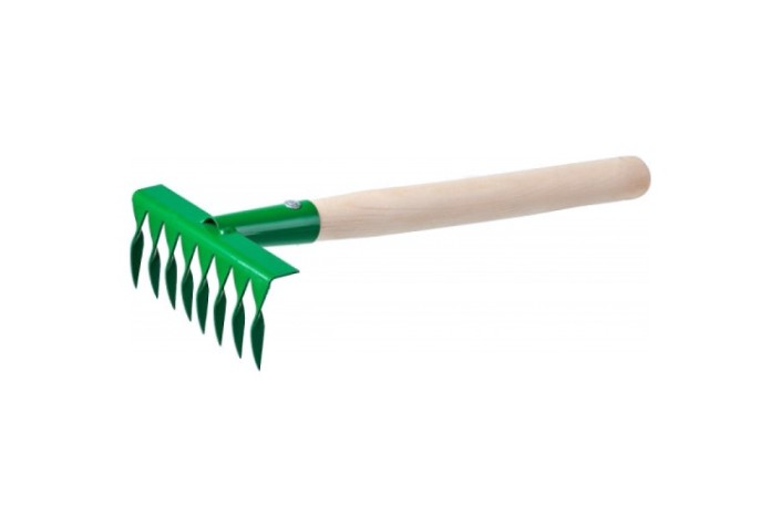 Грабельки садовые РОСТОК 160x62x405 мм с деревянной ручкой, 8 витых зубцов [39613]