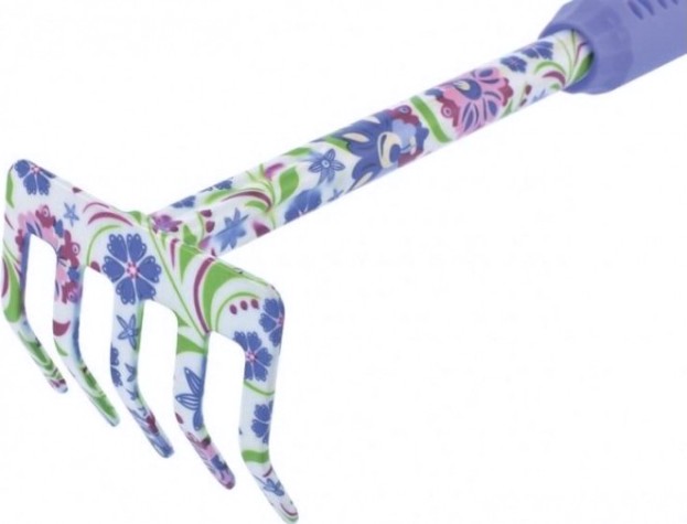 Грабли PALISAD FLOWER MINT 5-зубые, 85х440 мм, стальные, удлиненная рукоятка [62046]