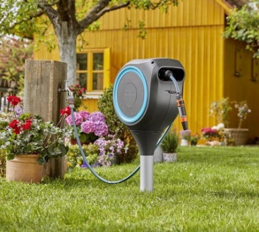 Катушка напольная GARDENA RollUp S со шлангом 15 м, голубая 18604-20.000.00 [18604-20.000.00]