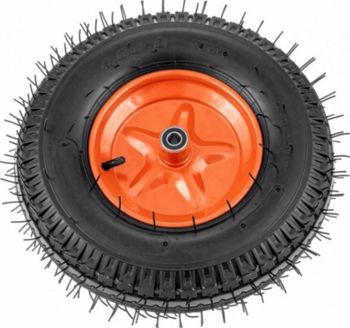 Колесо пневматическое для тачки PALISAD 4.00-8 усиленное, шина 8PR (400мм, d12мм, длина оси 90мм) [68952]