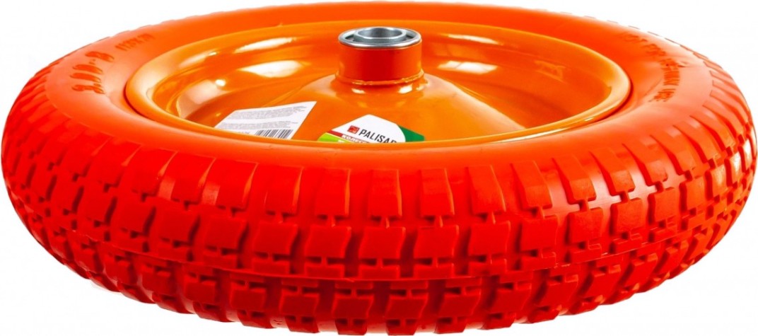 Колесо полиуретановое для тачки PALISAD 3.00-8 (длина оси 90мм, подшипник 20мм) [68976]