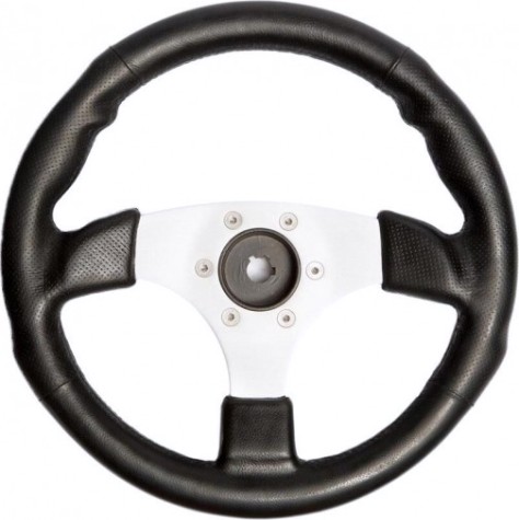 Колесо рулевое SKIPPER 340 мм, обод черный, спицы алюминий/черный [SK-161E]