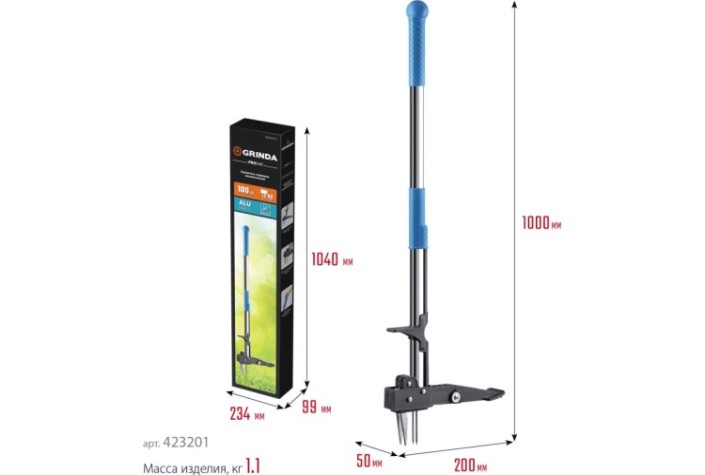 Корнеудалитель GRINDA CYCLONE-100 1000 мм, алюминиевый корпус [423201]