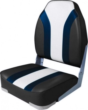 Кресло складное с мягкими накладками SKIPPER угольный/синий/белый (пластик) [SK75107CBW]