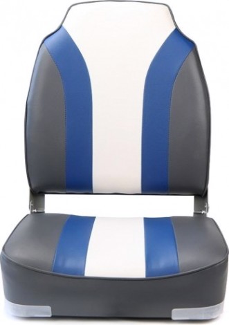 Кресло складное с мягкими накладками SKIPPER угольный/синий/белый (пластик) [SK75107CBW]