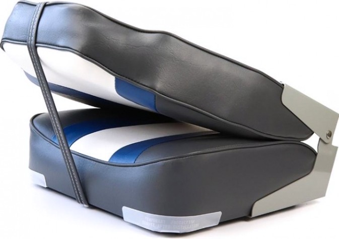 Кресло складное с мягкими накладками SKIPPER угольный/синий/белый (пластик) [SK75107CBW]