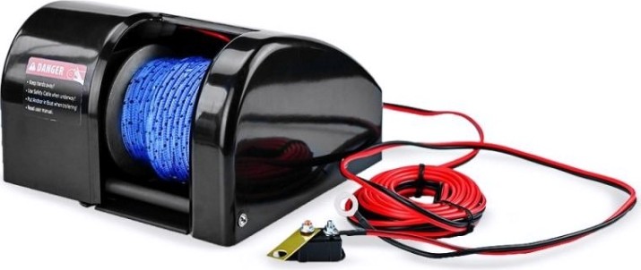 Лебедка якорная SKIPPER Fisher 25, трос 30м, беспроводной пульт ДУ, черная [SK-FISHER25]