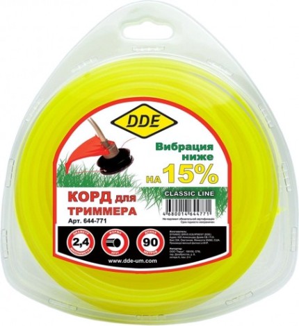 Леска триммерная DDE Classic line (2,4 ммх90 м; круг; желтая) [644-771]