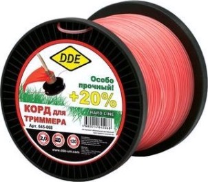 Леска триммерная DDE Hard line (2,0 ммх120 м; круг армированный; серая/красная) [645-068]