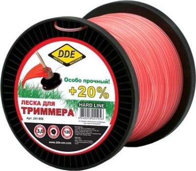 Леска триммерная DDE Hard line 3,0 мм/ 120 м, красная 241-956 [241-956]