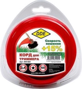 Леска триммерная DDE Speed line (2,4 ммх60 м; звезда; красная) [644-924]