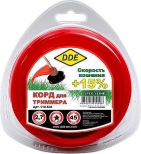 Леска триммерная DDE Speed line (2,7 ммх45 м; звезда; красная) [910-508]