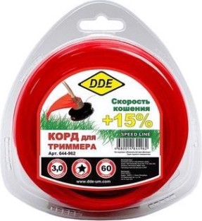 Леска триммерная DDE Speed line (3,0 ммх60 м; звезда; красная) [644-962]