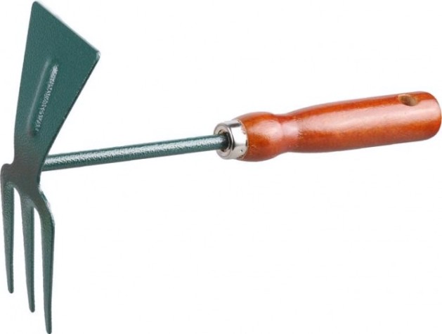 Мотыжка GRINDA 8-421235 прямое лезвие с деревянной ручкой, 3 зубца, 250 мм [8-421235_z01]