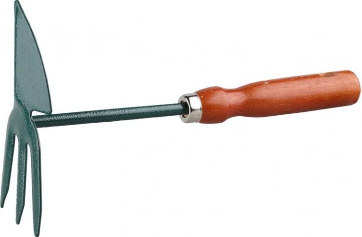 Мотыжка GRINDA 8-421239 сердцевидное лезвие с деревянной ручкой, 3 зубца, 250 мм [8-421239_z01]