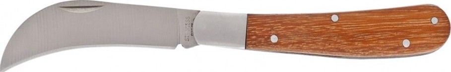 Нож прививочный PALISAD 170 мм садовый складной, изогнутое лезвие, деревянная рук [79001]