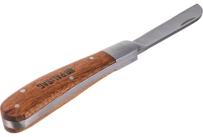 Нож садовый PALISAD 79003 173 мм складной, прямое лезвие, деревянная рукоятк