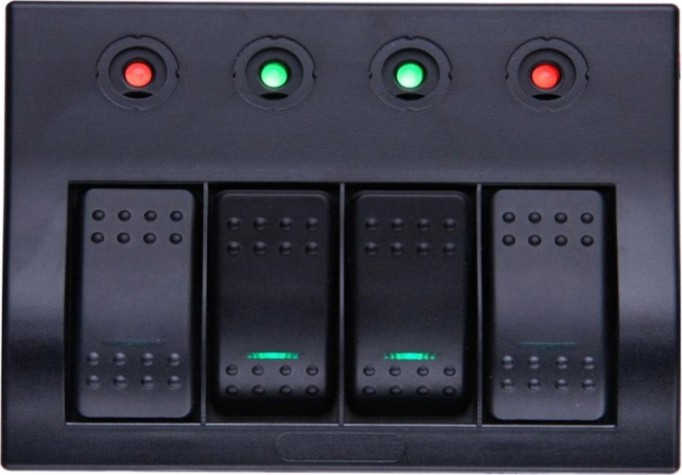 Панель бортового питания SKIPPER SK-BP4S/P 4 переключателя, индикация