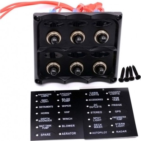 Панель бортового питания SKIPPER SK-TF6J 6 переключателей, предохранители, индикация