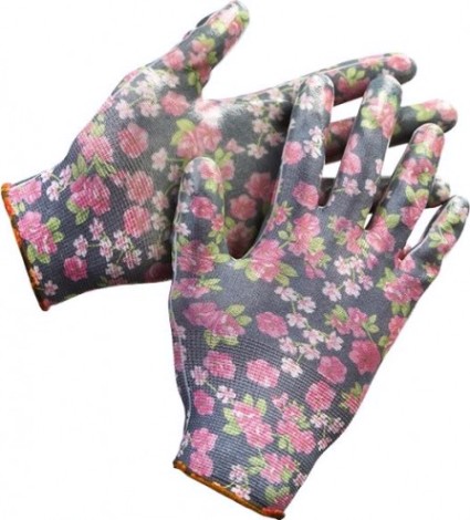 Перчатки садовые GRINDA прозрачное нитриловое покрытие, черные, размер S-M 11297-S [11297-S]