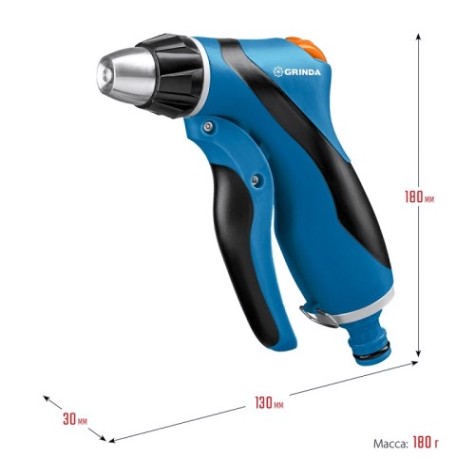 Пистолет для полива GRINDA 429121_z01 f-r, плавная регулировка напора Пистолет для полива GRINDA 429121_z01 f-r, плавная регулировка напора