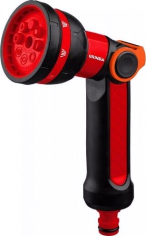 Пистолет для полива GRINDA N-8 8 режимов, двухкомпонентный с регулятором напора [8-427188]