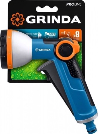 Пистолет для полива GRINDA X-8 proline 8 режимов, курок спереди, двухкомпонентный [8-427145_z02]