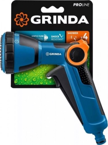 Пистолет для полива GRINDA X-S proline, душевой, 4 режима, курок спереди, с регул [429165]