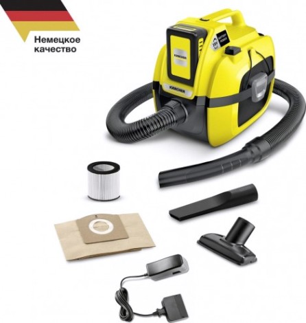 Пылесос аккумуляторный KARCHER WD 1 Compact Battery Set (1.198-301.0), с АКБ и З/У [1.198-301.0]