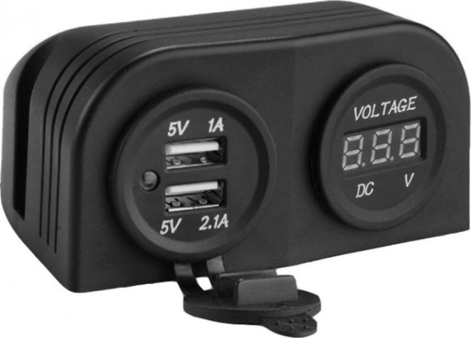 Разъем USB SKIPPER SK-DS6-2023/4010 5В 3.1А и цифровой вольтметр для крепления на приборную панель [SK-DS6-2023/4010]