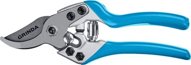 Секатор GRINDA P-27 с эргономичными алюминиевыми рукоятками, плоскостной, 190 мм 423427 [423427]
