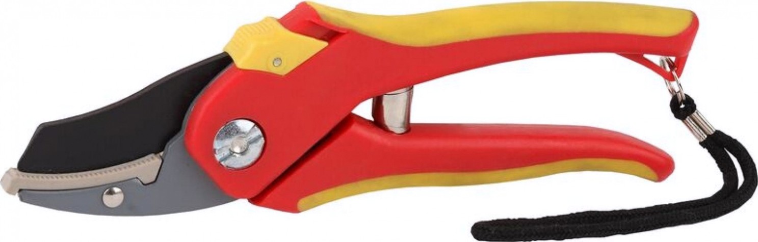 Секатор GRINDA с 2 - комп. ручками округл. лезвие, с упорной наковальней [8-423203_z01]