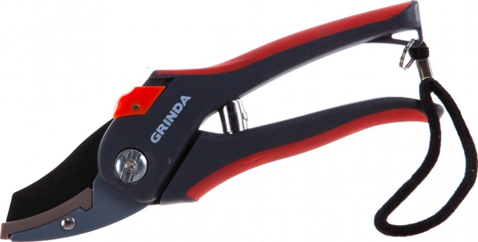 Секатор GRINDA с 2 - комп. ручками округл. лезвие, с упорной наковальней [8-423203_z01]