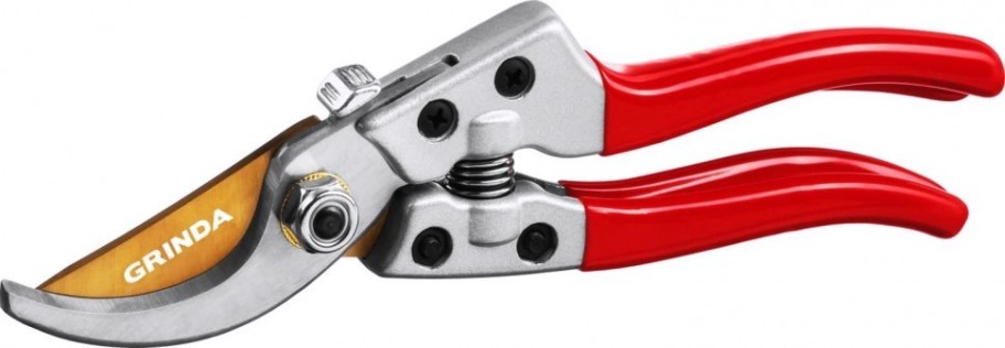 Секатор плоскостной GRINDA G-13 с алюминиевыми рукоятками, 205 мм [423113]