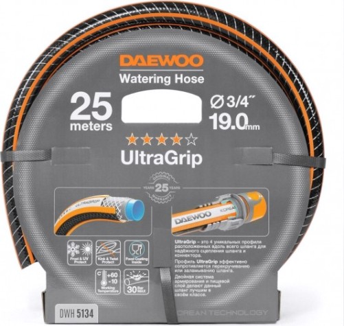 Шланг для полива DAEWOO UltraGrip 3/4" х 25 м [DWH 5134]