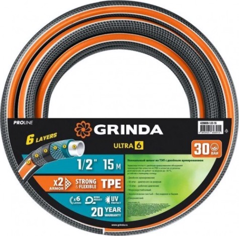 Шланг для полива GRINDA 429009-1/2-15 proline ultra 6 1/2" 15 м Шланг для полива GRINDA 429009-1/2-15 proline ultra 6 1/2" 15 м