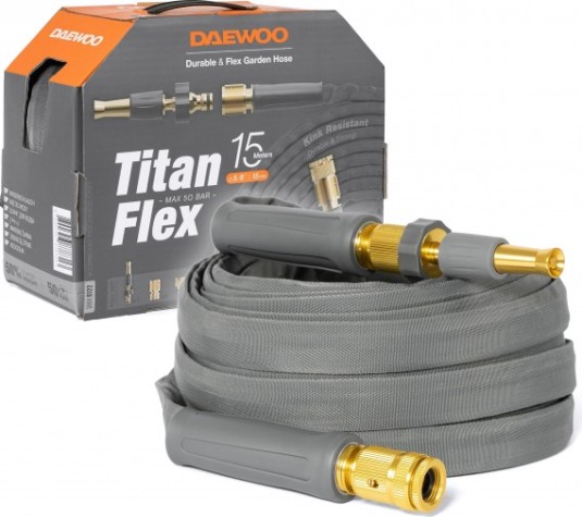 Шланг текстильный DAEWOO TitanFlex 5/8" х 15 м с комплектом для полива [DWH 9122]