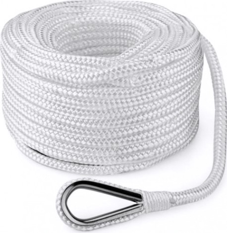 Трос (конец) якорный SKIPPER плетеный, 10мм*20м, нейлон белый [SK-TANBR1020W]