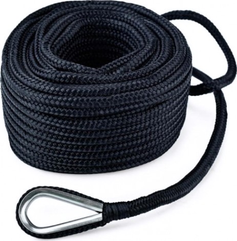 Трос (конец) якорный SKIPPER плетеный, 10мм*20м, нейлон черный [SK-TANBR1020B]