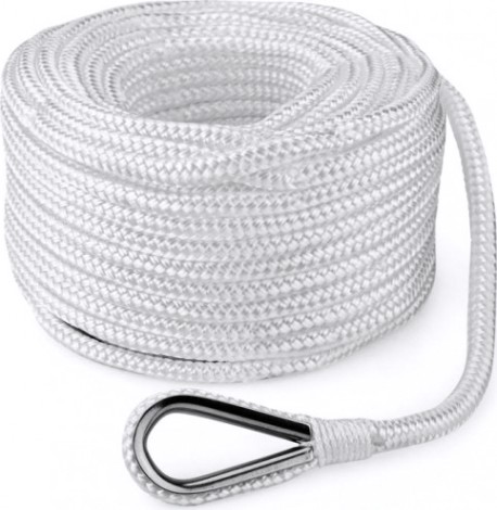 Трос (конец) якорный SKIPPER плетеный, 10мм*30м, нейлон белый [SK-TANBR1030W]