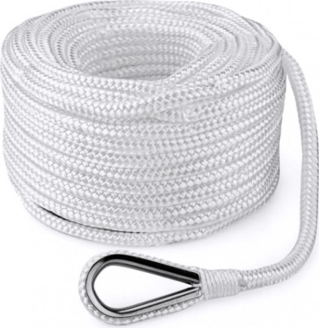 Трос (конец) якорный SKIPPER плетеный, 12мм*50м, нейлон белый [SK-TANBR1250W]