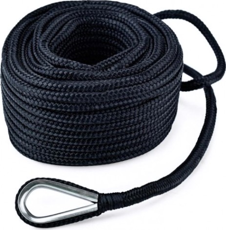 Трос (конец) якорный SKIPPER плетеный, 12мм*50м, нейлон черный [SK-TANBR1250B]