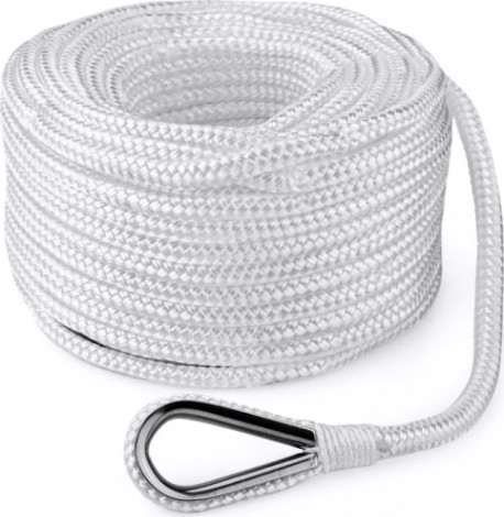 Трос (конец) якорный SKIPPER плетеный, 6мм*20м, нейлон белый [SK-TANBR620W]