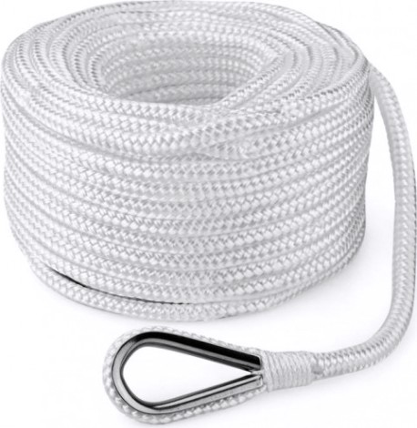 Трос (конец) якорный SKIPPER плетеный, 6мм*30м, нейлон белый [SK-TANBR630W]