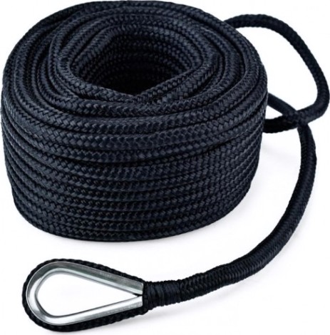 Трос (конец) якорный SKIPPER плетеный, 6мм*30м, нейлон черный [SK-TANBR630B]