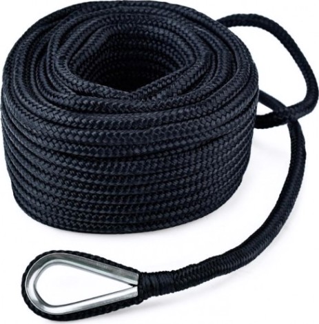 Трос (конец) якорный SKIPPER плетеный, 6мм*50м, нейлон черный [SK-TANBR650B]